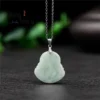 Sterling Silver Jade Maitreya Buddha Pendant