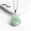 Sterling Silver Jade Maitreya Buddha Pendant