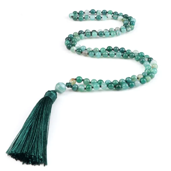 Natural Green Onyx Buddhist Mala Necklace