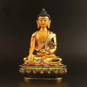 Large Gold Tibetan Buddha Statue Incense Burner